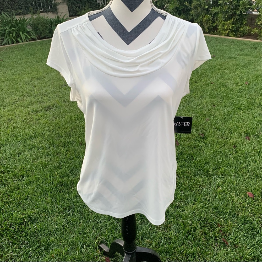 KASPER White Short sleeve Cowl neck top